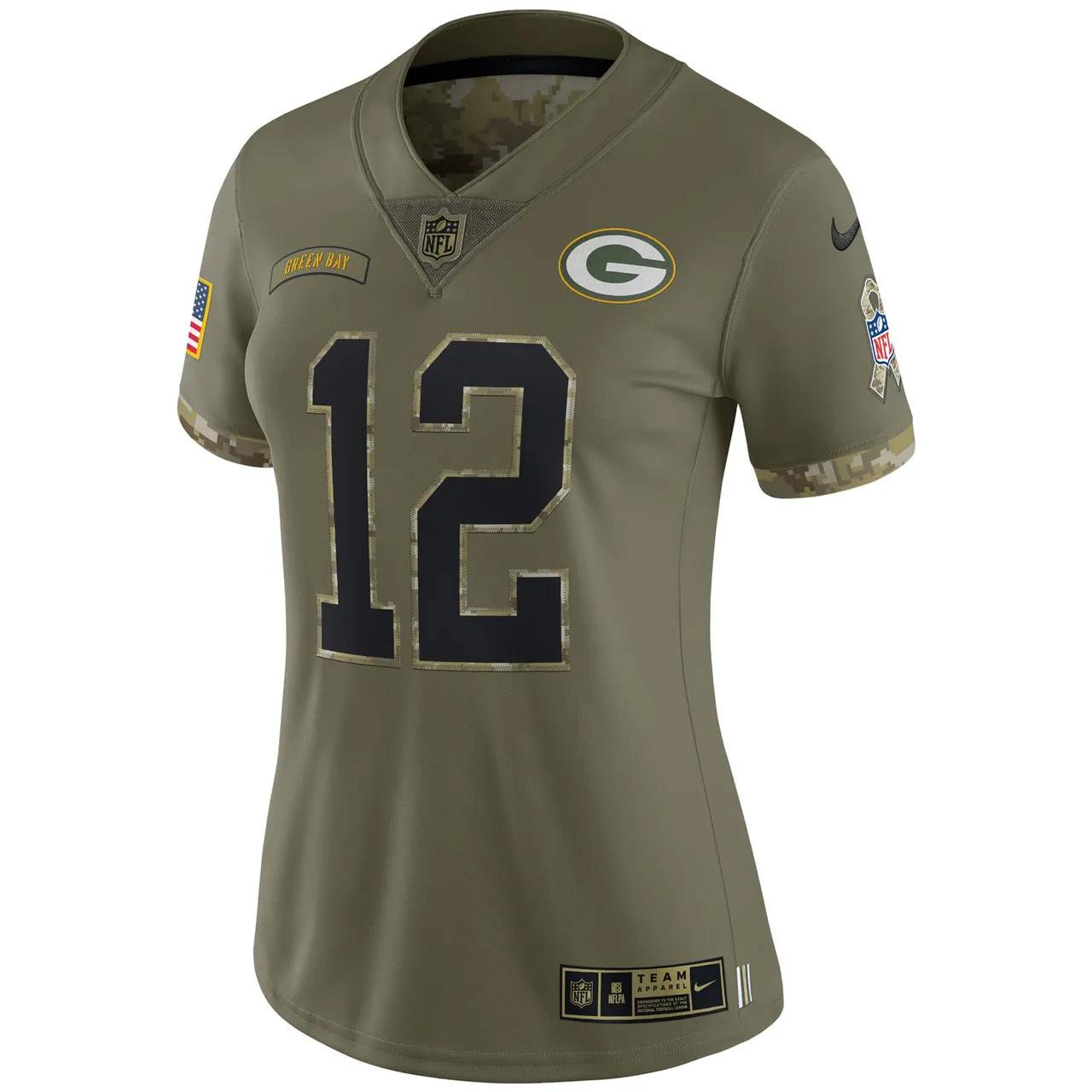 Aaron Rodgers Green Bay Packers Nike Women's 2022 Salute to Service Limited Jersey - Olive - Image 3