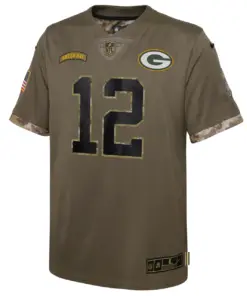 Aaron Rodgers Green Bay Packers Nike Youth 2022 Salute to Service Player Limited Jersey - Olive - Image 3