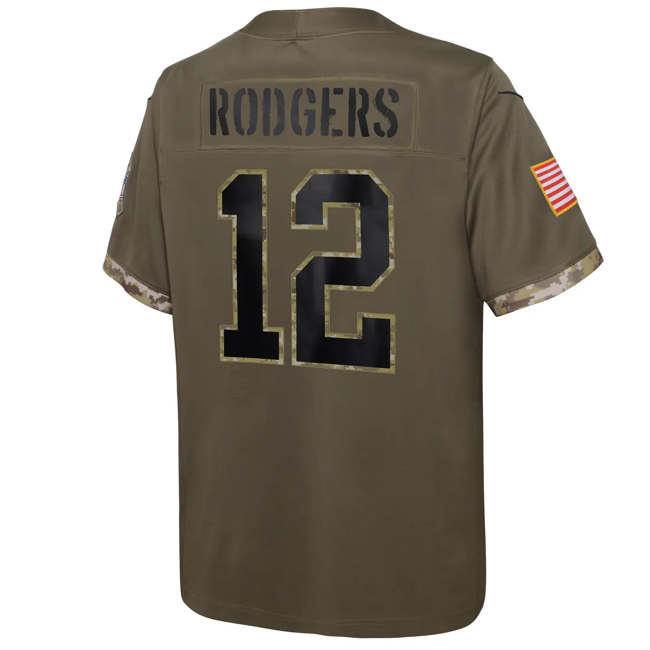 Aaron Rodgers Green Bay Packers Nike Youth 2022 Salute to Service Player Limited Jersey - Olive - Image 4