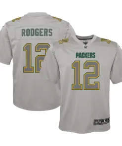 Aaron Rodgers Green Bay Packers Nike Youth Atmosphere Game Jersey - Gray - Image 2
