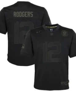 Aaron Rodgers Green Bay Packers Nike Youth 2020 Salute to Service Game Jersey - Black