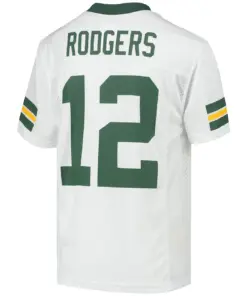 Aaron Rodgers Green Bay Packers Nike Youth Replica Player Jersey - White - Image 4