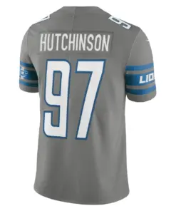 Aidan Hutchinson Detroit Lions Nike Alternate Team Vapor Limited Jersey - Steel - Image 4