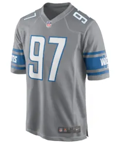 Aidan Hutchinson Detroit Lions Nike Game Jersey - Silver - Image 3