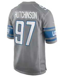 Aidan Hutchinson Detroit Lions Nike Game Jersey - Silver - Image 4