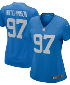 Alternative view of Aidan Hutchinson Detroit Lions Nike Women's Alternate Game Jersey - Royal Blue