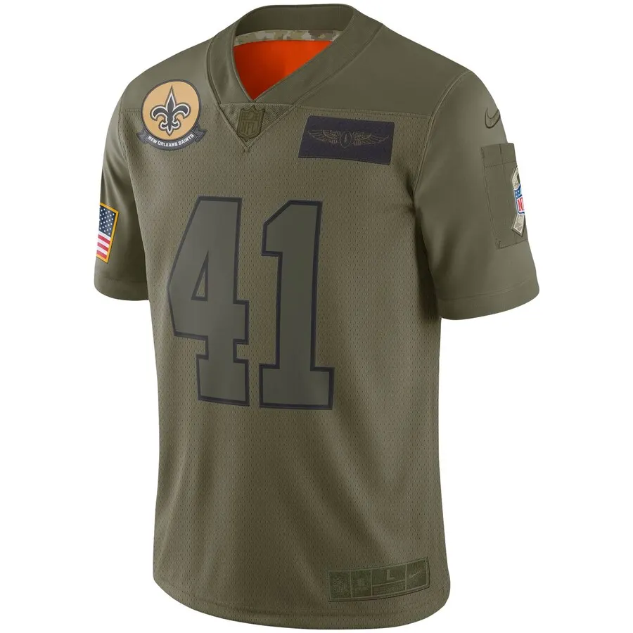 Alvin Kamara New Orleans Saints Nike Youth 2019 Salute to Service Game Jersey - Olive - Image 2