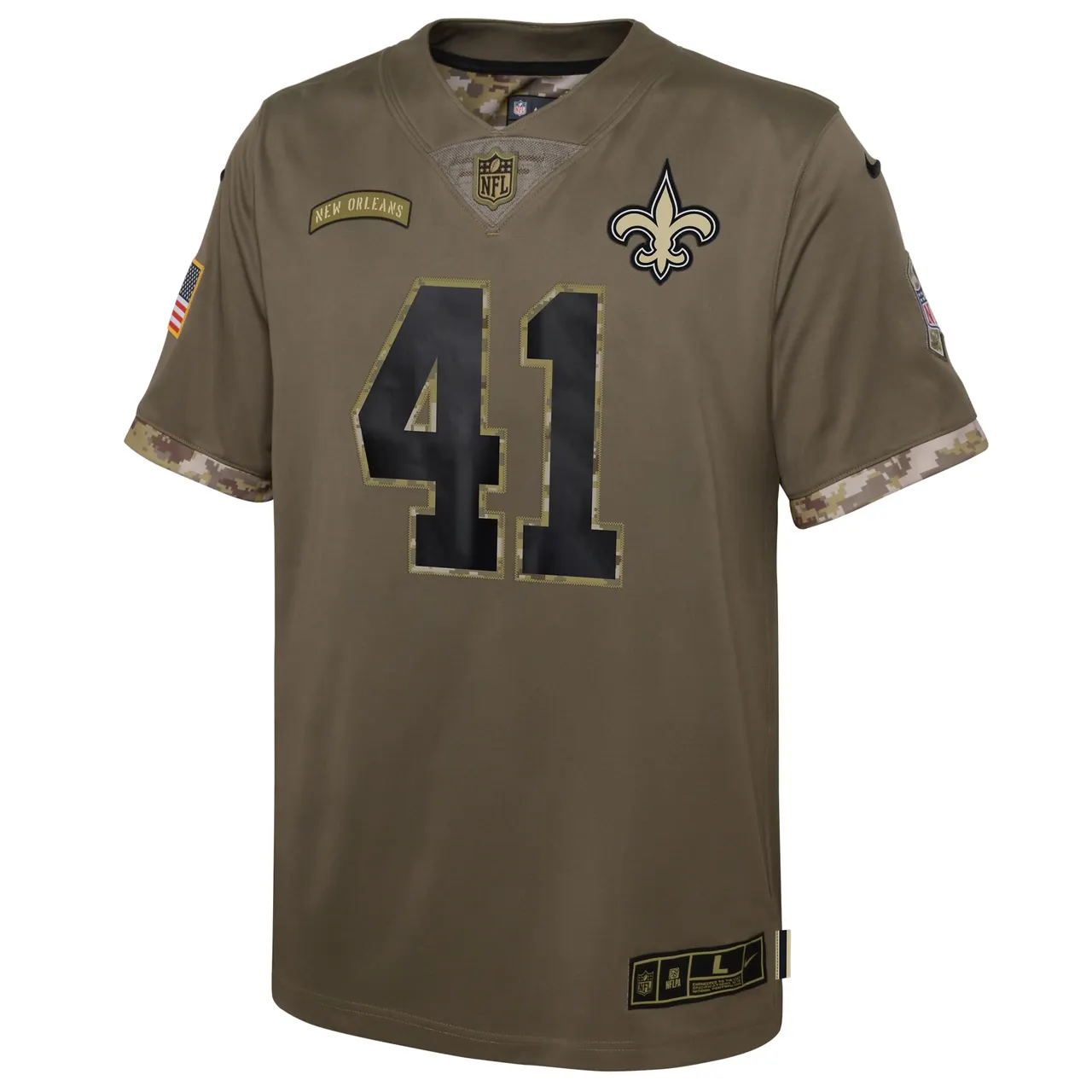 Alvin Kamara New Orleans Saints Nike Youth 2022 Salute to Service Player Limited Jersey - Olive - Image 3