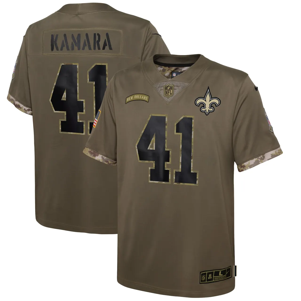 Alvin Kamara New Orleans Saints Nike Youth 2022 Salute to Service Player Limited Jersey - Olive