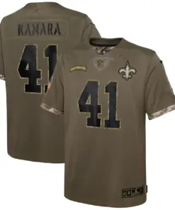 Alternative view of Alvin Kamara New Orleans Saints Nike Youth 2022 Salute to Service Player Limited Jersey - Olive