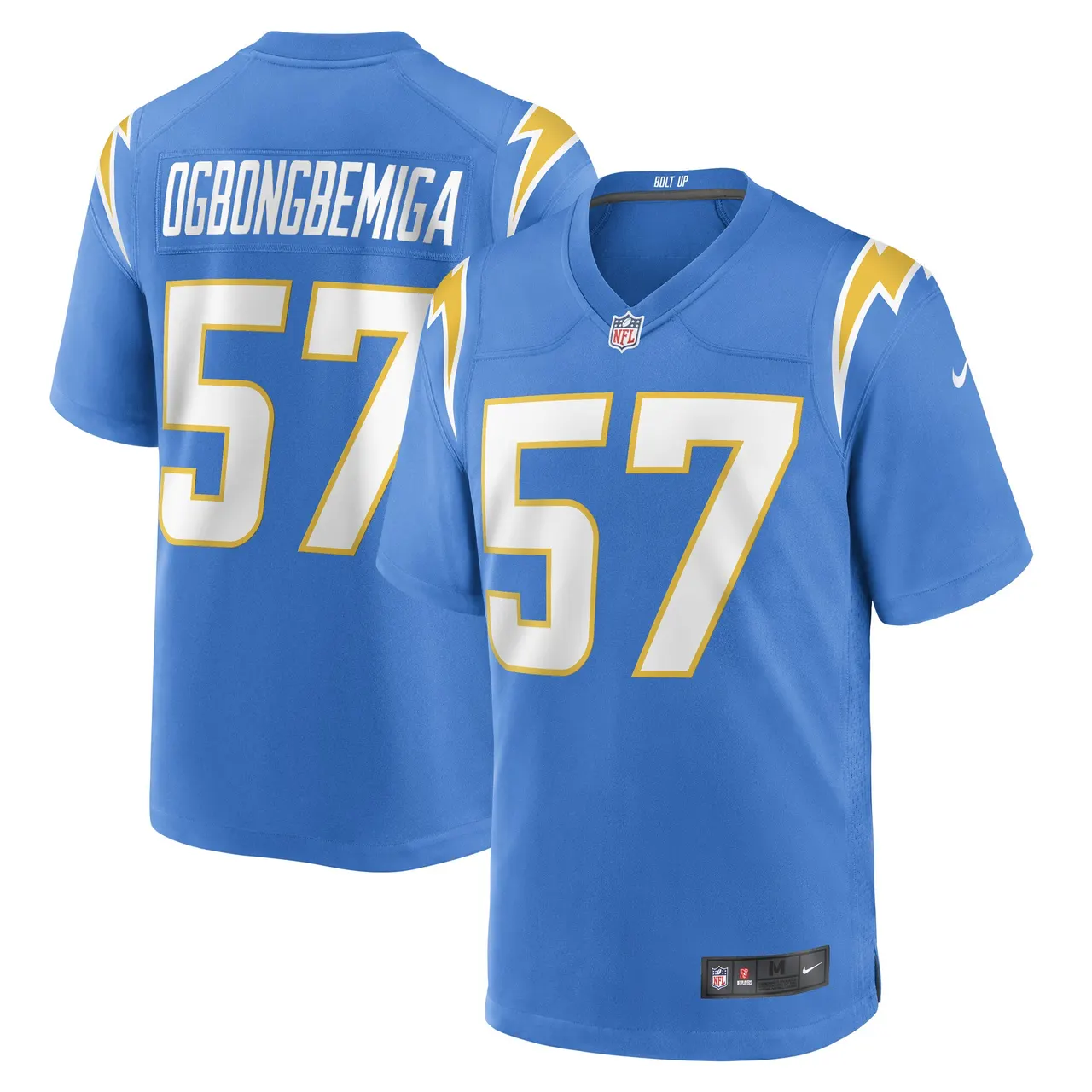 Amen Ogbongbemiga Los Angeles Chargers Nike Game Player Jersey - Powder Blue - Image 2