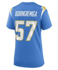 Amen Ogbongbemiga Los Angeles Chargers Nike Women's Game Player Jersey - Powder Blue - Image 4