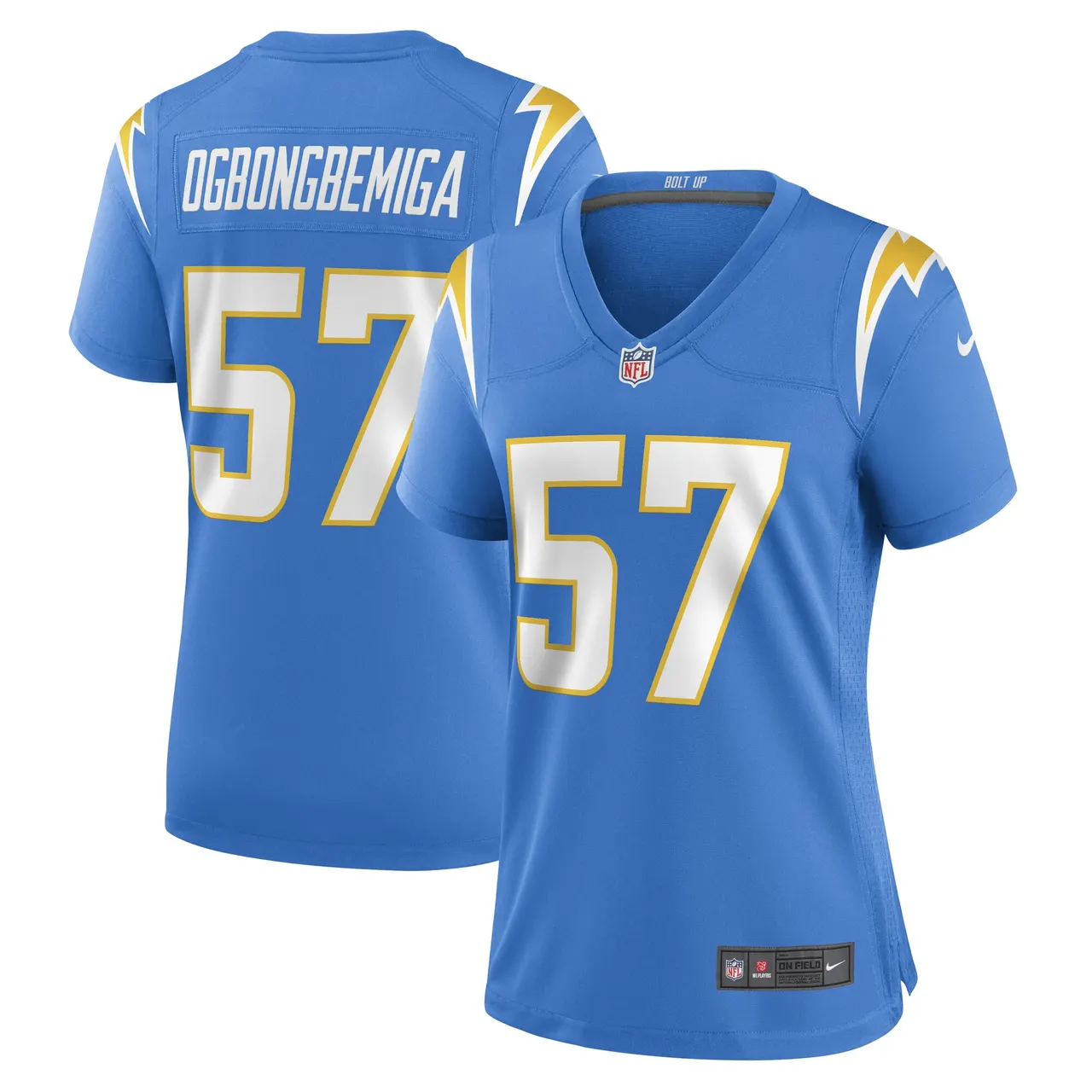 Amen Ogbongbemiga Los Angeles Chargers Nike Women's Game Player Jersey - Powder Blue - Image 2