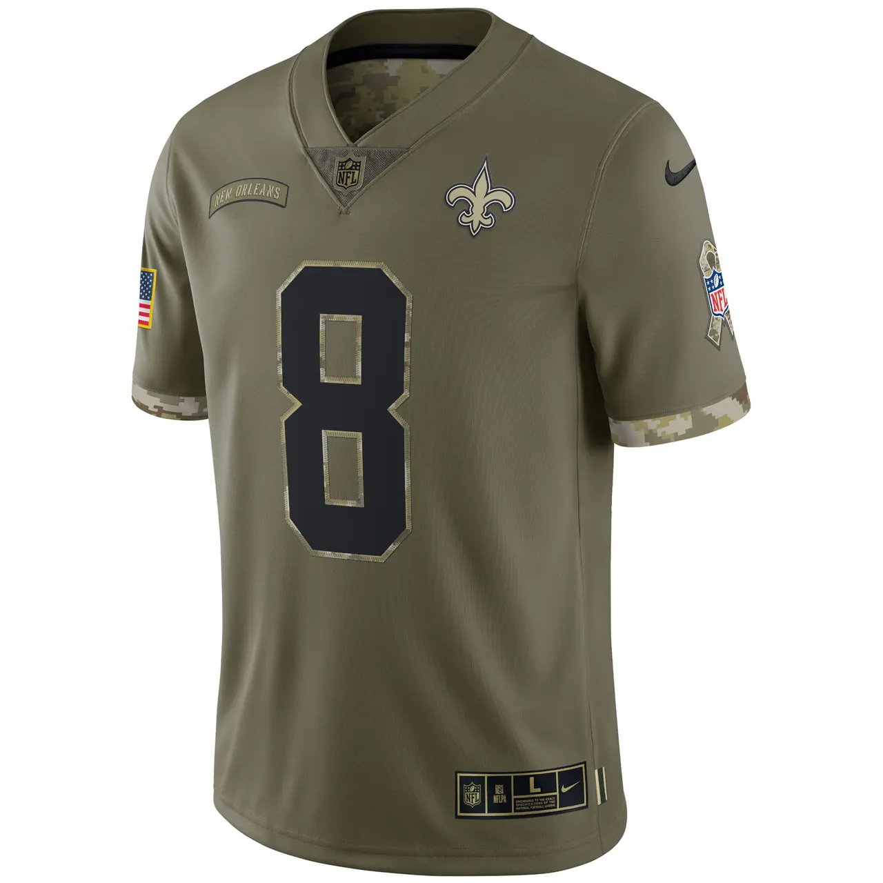 Archie Manning New Orleans Saints Nike 2022 Salute to Service Retired Player Limited Jersey - Olive - Image 3