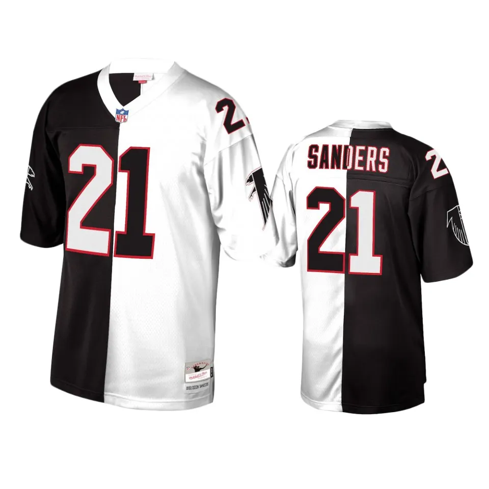 Deion Sanders Atlanta Falcons Mitchell & Ness Split Retired Player Jersey - Black