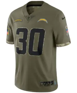 Austin Ekeler Los Angeles Chargers Nike 2022 Salute to Service Limited Jersey - Olive - Image 3