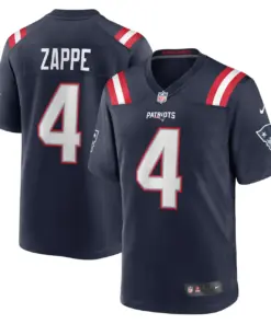 Alternative view of Bailey Zappe New England Patriots Nike Game Player Jersey - Navy