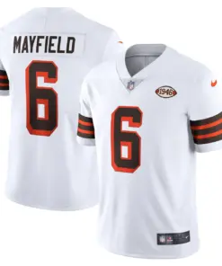 Alternative view of Baker Mayfield Cleveland Browns Nike Alternate 1946 Collection Vapor Limited Jersey - White