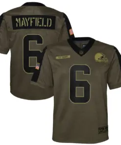 Baker Mayfield Cleveland Browns Nike Youth 2021 Salute to Service Game Jersey - Olive