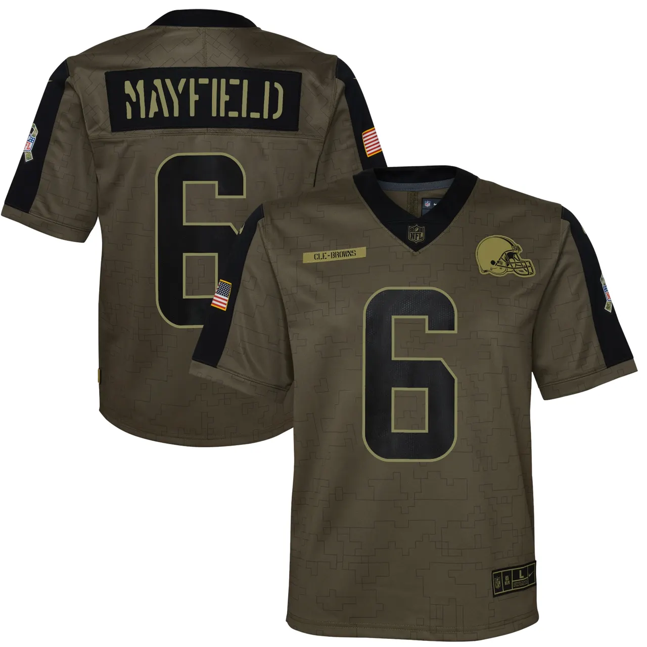 Baker Mayfield Cleveland Browns Nike Youth 2021 Salute to Service Game Jersey - Olive