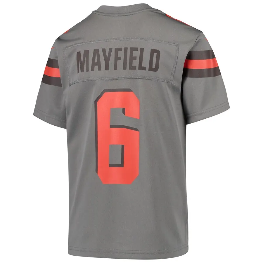Baker Mayfield Cleveland Browns Nike Youth Inverted Game Jersey - Gray - Image 3