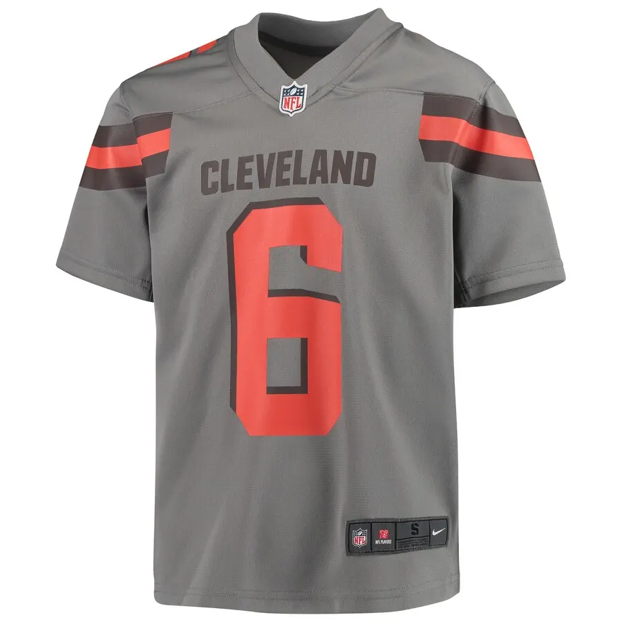 Baker Mayfield Cleveland Browns Nike Youth Inverted Game Jersey - Gray - Image 2