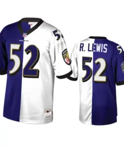 Ray Lewis Baltimore Ravens Mitchell & Ness Split Retired Player Jersey - Purple