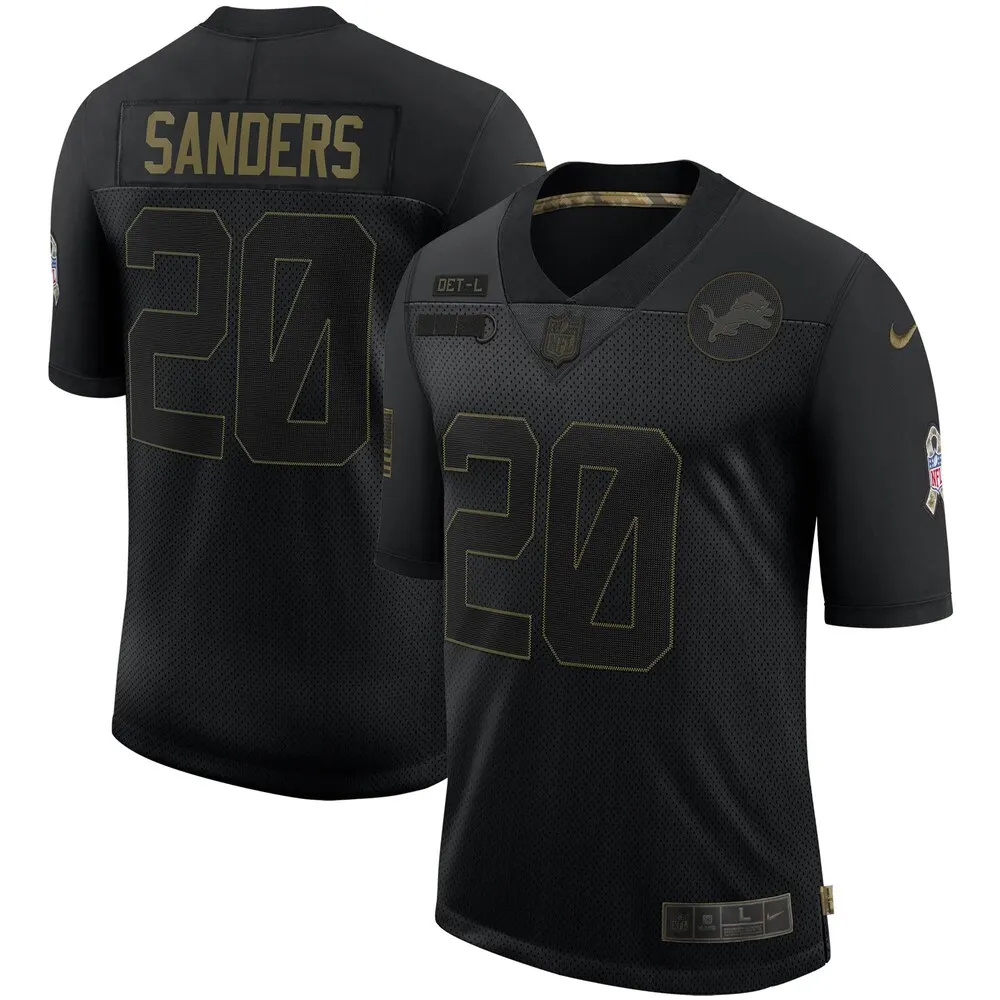 Barry Sanders Detroit Lions Nike 2020 Salute to Service Retired Player Limited Jersey - Black