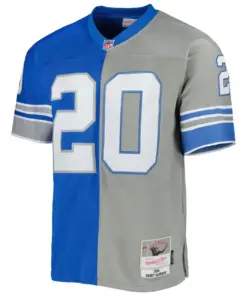 Barry Sanders Detroit Lions Mitchell & Ness 1996 Split Legacy Replica Jersey - Silver/Blue - Image 3
