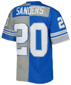 Barry Sanders Detroit Lions Mitchell & Ness 1996 Split Legacy Replica Jersey - Silver/Blue - Image 4
