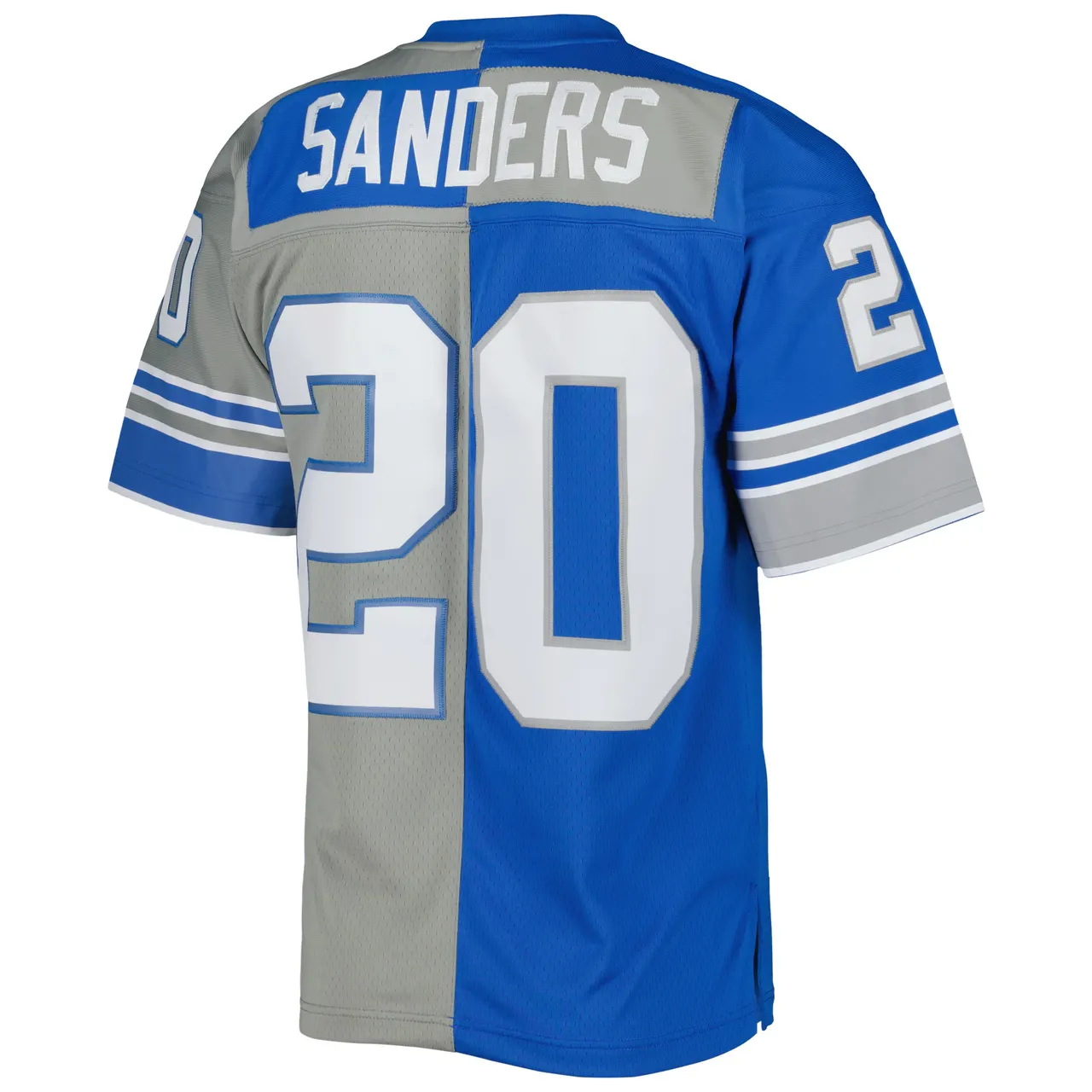 Barry Sanders Detroit Lions Mitchell & Ness 1996 Split Legacy Replica Jersey - Silver/Blue - Image 4