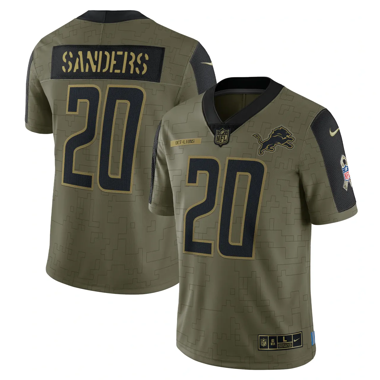 Barry Sanders Detroit Lions Nike 2021 Salute to Service Retired Player Limited Jersey - Olive