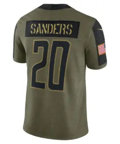 Barry Sanders Detroit Lions Nike 2021 Salute to Service Retired Player Limited Jersey - Olive - Image 4