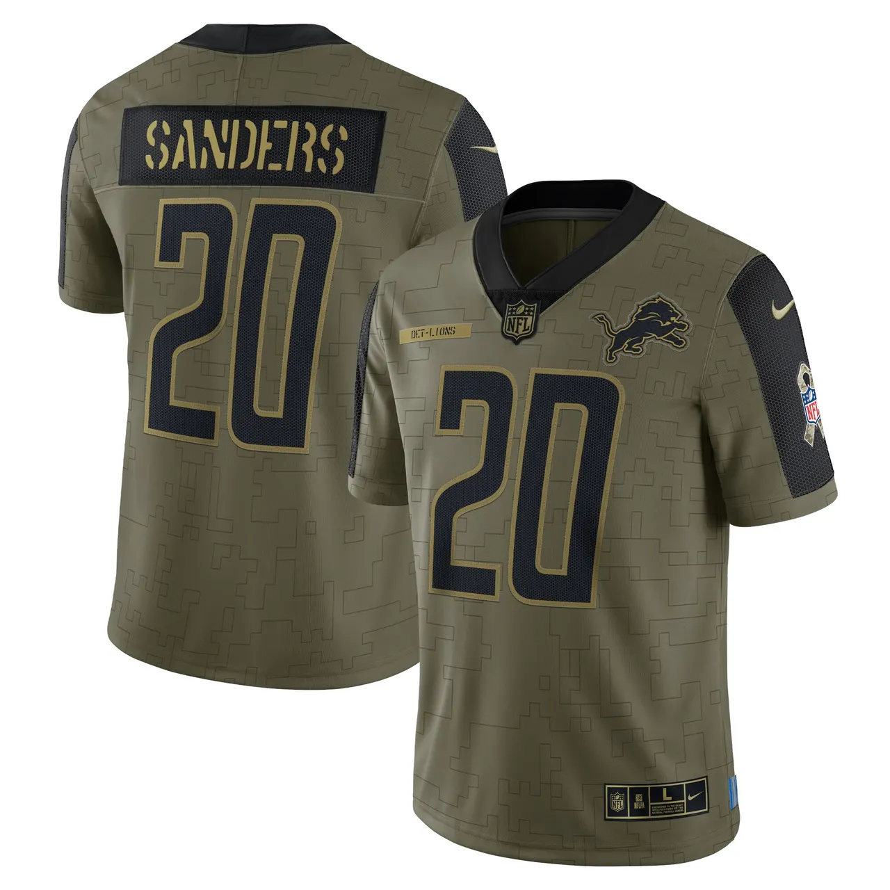 Barry Sanders Detroit Lions Nike 2021 Salute to Service Retired Player Limited Jersey - Olive - Image 2