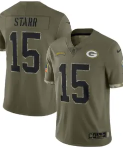 Bart Starr Green Bay Packers Nike 2022 Salute to Service Retired Player Limited Jersey - Olive