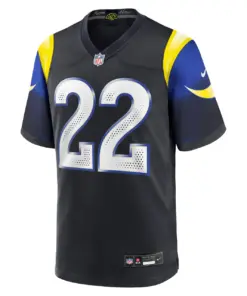 Alternative view of Blake Corum Los Angeles Rams Nike 2025 Rivalries Collection Game Jersey - Midnight Blue