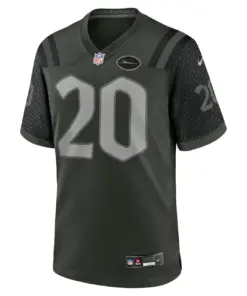 Alternative view of Breece Hall New York Jets Nike 2025 Rivalries Collection Game Jersey - Gotham Green