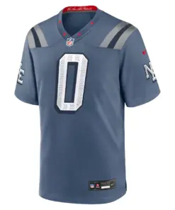 Alternative view of Christian Gonzalez New England Patriots Nike 2025 Rivalries Collection Game Jersey - Storm Blue