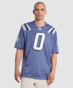 Christian Gonzalez New England Patriots Nike 2025 Rivalries Collection Game Jersey - Storm Blue - Image 4