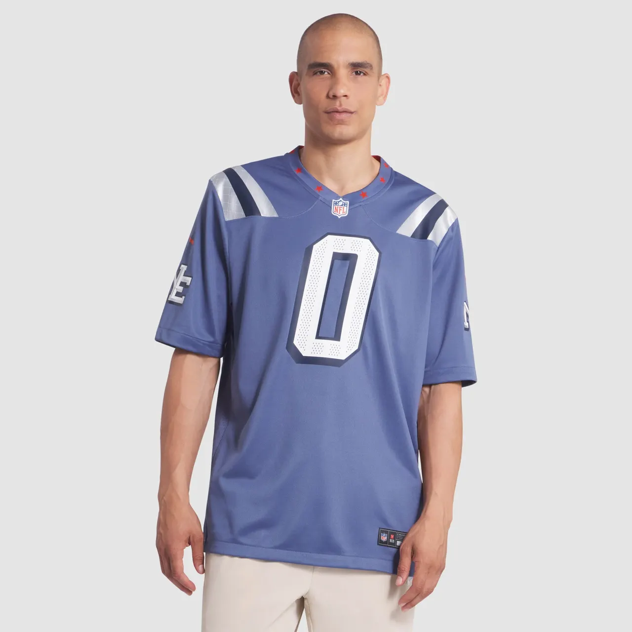 Christian Gonzalez New England Patriots Nike 2025 Rivalries Collection Game Jersey - Storm Blue - Image 4