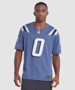 Christian Gonzalez New England Patriots Nike 2025 Rivalries Collection Limited Jersey - Storm Blue - Image 4