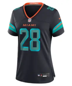Alternative view of De'Von Achane Miami Dolphins Nike Women's 2025 Rivalries Collection Game Jersey - Pitch Blue