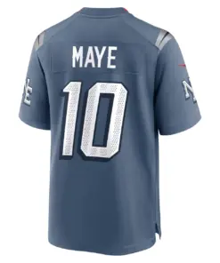 Drake Maye New England Patriots Nike 2025 Rivalries Collection Game Jersey - Storm Blue - Image 3