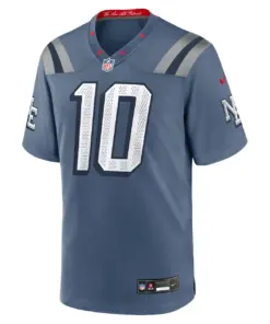 Alternative view of Drake Maye New England Patriots Nike 2025 Rivalries Collection Game Jersey - Storm Blue