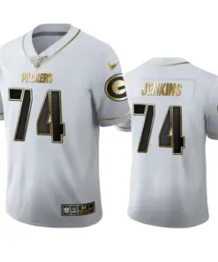 Elgton Jenkins Green Bay Packers Nike 100th Season Golden Edition Jersey - White