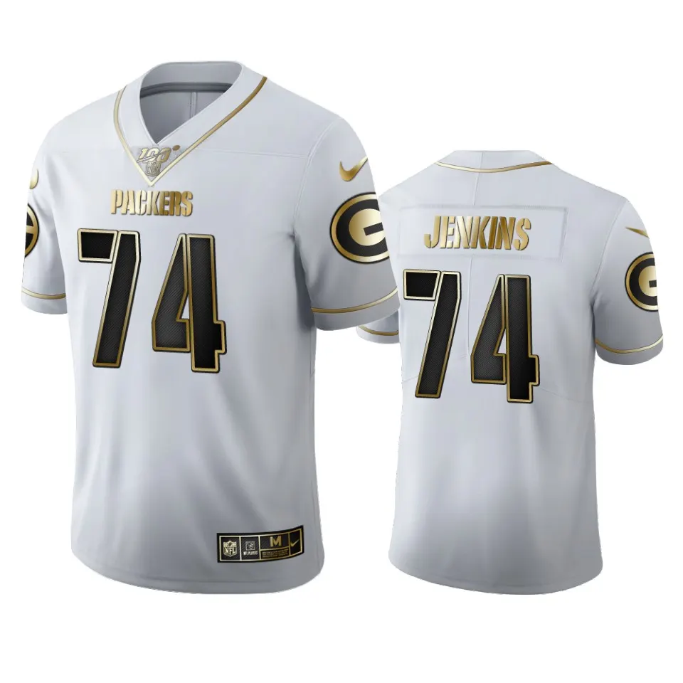 Elgton Jenkins Green Bay Packers Nike 100th Season Golden Edition Jersey - White