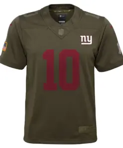 Alternative view of Eli Manning New York Giants Nike Youth Salute to Service Game Jersey - Olive