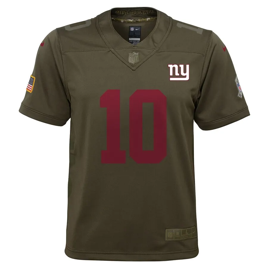 Eli Manning New York Giants Nike Youth Salute to Service Game Jersey - Olive - Image 2