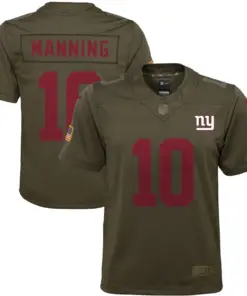 Eli Manning New York Giants Nike Youth Salute to Service Game Jersey - Olive