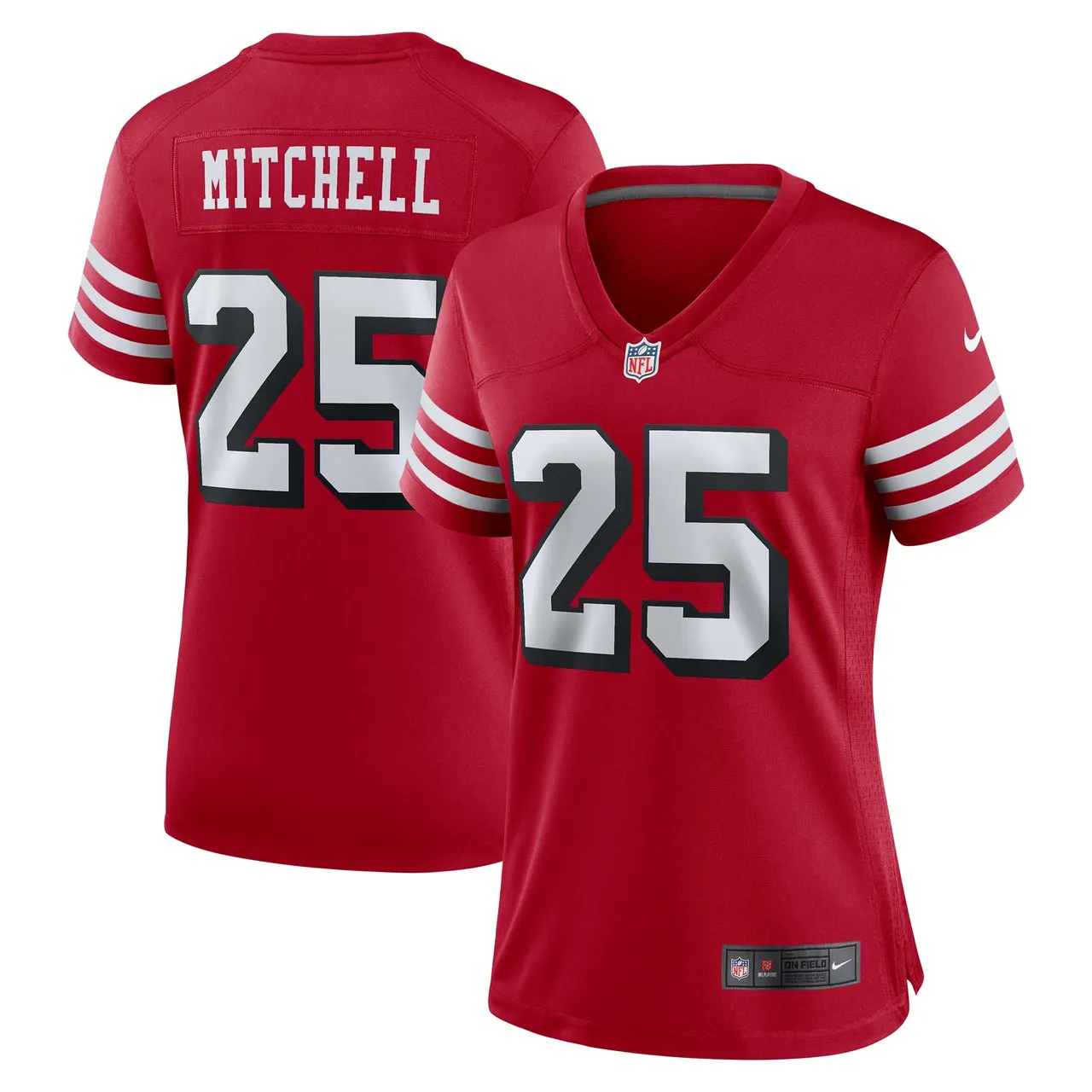 Elijah Mitchell San Francisco 49ers Nike Women's Player Game Jersey - White - Image 15
